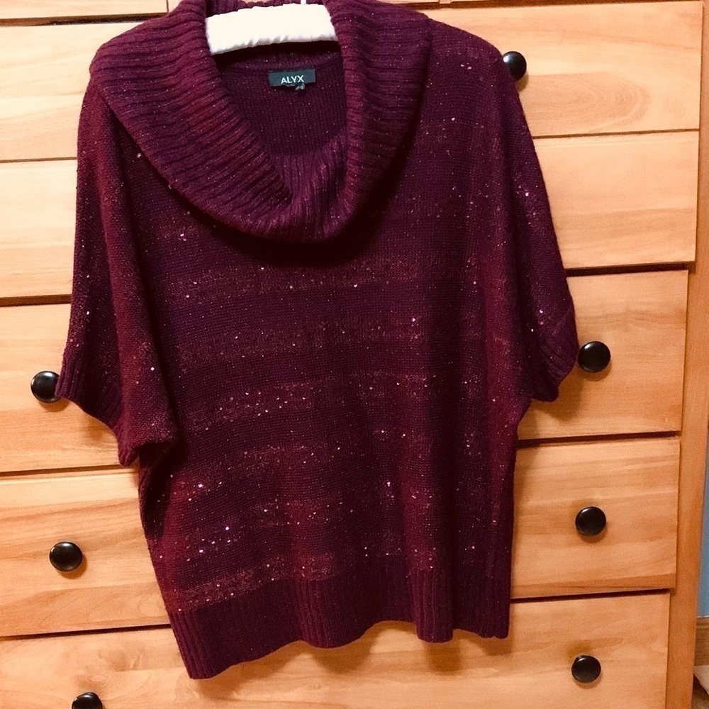 Alyx sparkly acrylic knit cowl neck sweater 3/4 sleeve small